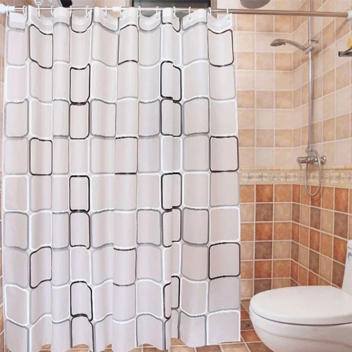 Bathroom%20Shower%20Curtains%20Waterproof%20Bath%20Curtain%20PEVA%20Modern%20Geometric%20Plaid%20Pattern%20Farmhouse%20Household%20Decoration%20Translucent%20-%20Image%203