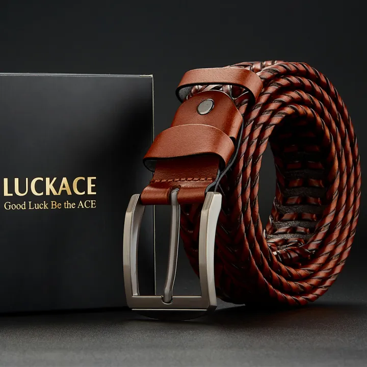 LUCKACE%20Genuine%20Leather%20Casual%20Men's%20Belt%20Trendy%20Golf%20Belts%20Knitted%20Belt%20With%20Alloy%20Buckle%20Best%20Gift%20Choice%20for%20Boyfriend/Husban%20-%20Image%204