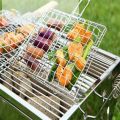304 Stainless Steel Foldable BBQ Grill Basket Non-stick Wire Mesh for Fish Vegetables Outdoor Camping Party Travel. 