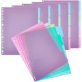 24 Sheets 4-Tab Binder Dividers A4 Plastic Blank Index Dividers Office Subject Dividers Colorful Loose Leaf Binders Multipunched. 