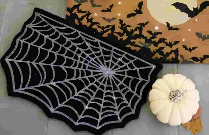 VIKAMA%20Halloween%20Shaped%20Decorative%20Rug%20Black%20Spider%20Web%20Ghost%20Gothic%20Bathroom%20Entryway%20Footrest%20Washable%20Dirty%20Resistant%20Carpet%20-%20Image%205