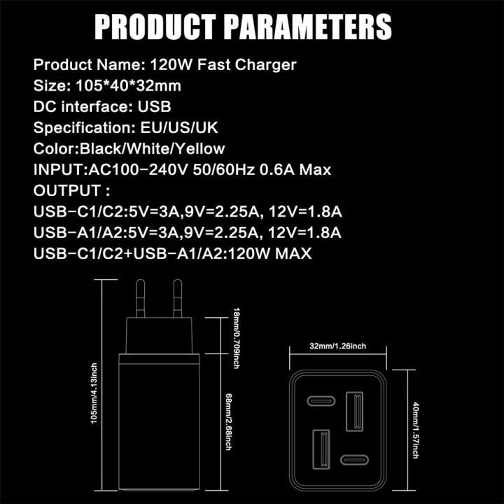 USB%20C%20Charger%20120W%20GaN%20Multi%20Ports%20Fast%20Charging%20Phone%20Charger%20Adapter%20For%20iPhone%2016%20%20%20%20PD%20QC3.0%20Wall%20Charger%20-%20Image%206