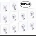 10pc Self Adhesive Wall Hooks Sticker For Hanging Seamless Transparent Wall Hook. 