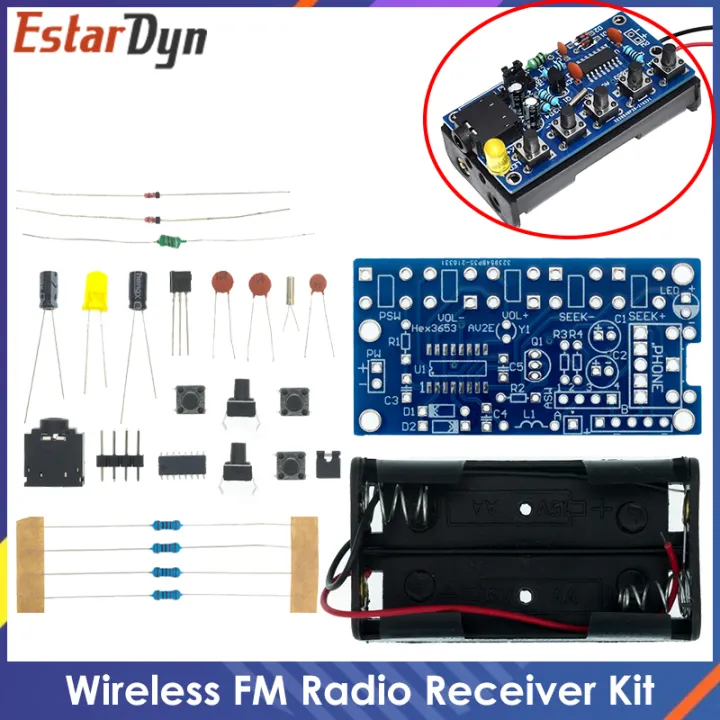 DIY Electronic Kits Wireless Stereo FM Radio Receiver Module PCB 76MHz ...