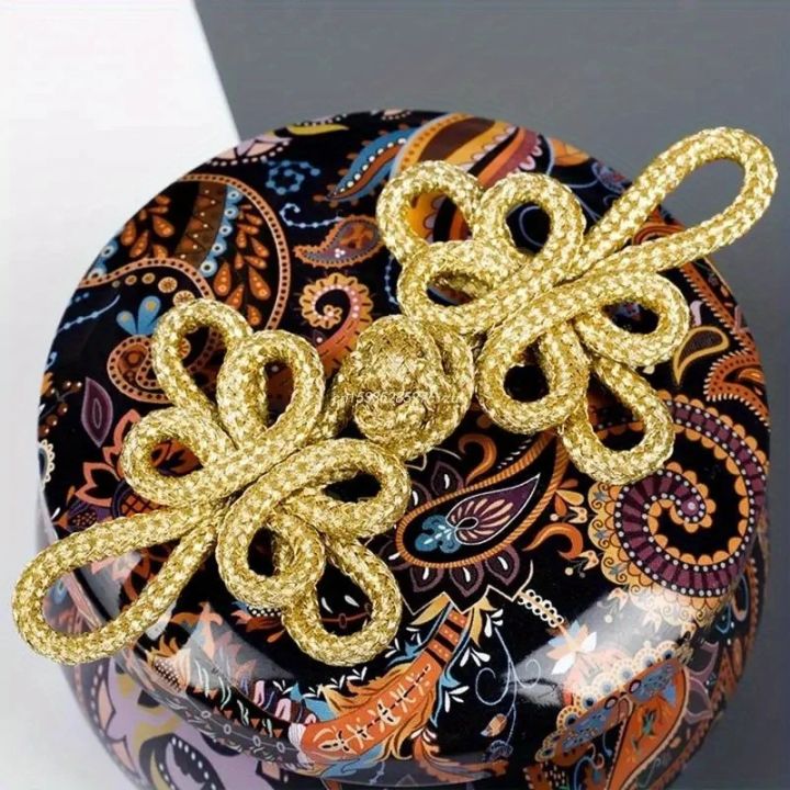 10PCS%20Gold%20Wire%20Chinese%20Cheongsam%20Button%20Dragonfly%20Knot%20Fastener%20Closures%20-%20Image%204
