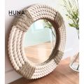 Round Rope Mirror, Twisted Rope Home Decor Art Wall Hanging Mirror. 