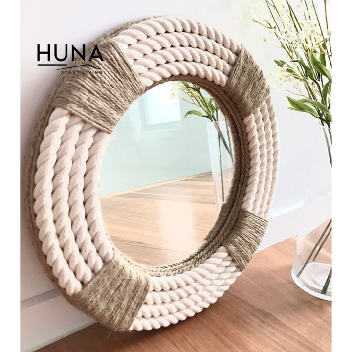 Round Rope Mirror, Twisted Rope Home Decor Art Wall Hanging Mirror