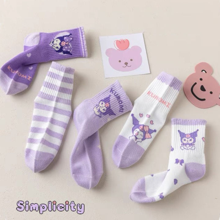 5%20Pairs%20Kuromi%20Kids%20Socks%20Autumn%20Winter%20Cute%20Cartoon%20Crew%20Socks%20for%20Girls%20Kawaii%20Socks%20-%20Image%202