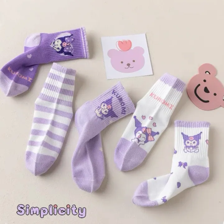 5%20Pairs%20Kuromi%20Kids%20Socks%20Autumn%20Winter%20Cute%20Cartoon%20Crew%20Socks%20for%20Girls%20Kawaii%20Socks%20-%20Image%202