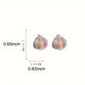 1 Pair Fashion Floral Hoop Earrings for Women Alloy with Resin Inlay Japanese Korean Style Suitable for Daily Wear and Weddings.