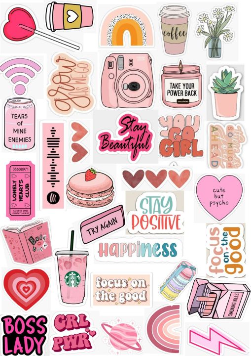 pink theme stickers uncut sticker sheet best for jounaling laptop phonecover customize your own sticker sheet