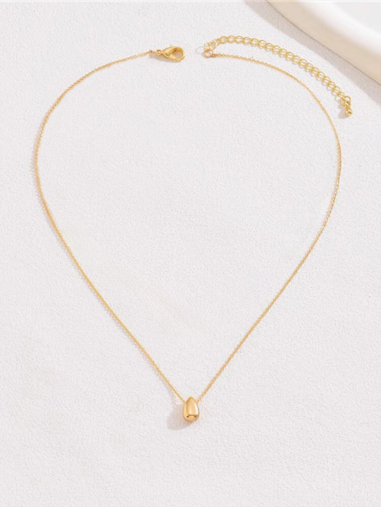 1pc%20Minimalist%20Style%20Niche%20Design%20Water%20Drop%20Beaded%20Stainless%20Steel%2018K%20Gold%20Plated%20Necklace%20For%20Women%20Stacking%20Necklace%20Summer%20-%20Image%202