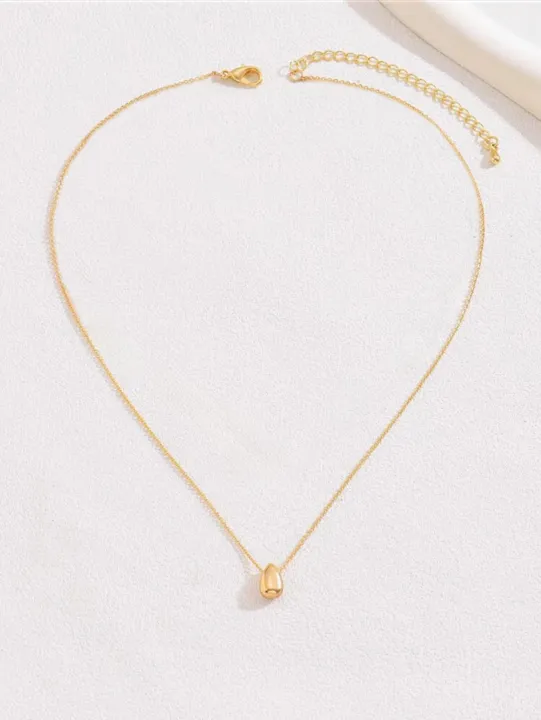 1pc%20Minimalist%20Style%20Niche%20Design%20Water%20Drop%20Beaded%20Stainless%20Steel%2018K%20Gold%20Plated%20Necklace%20For%20Women%20Stacking%20Necklace%20Summer%20-%20Image%202