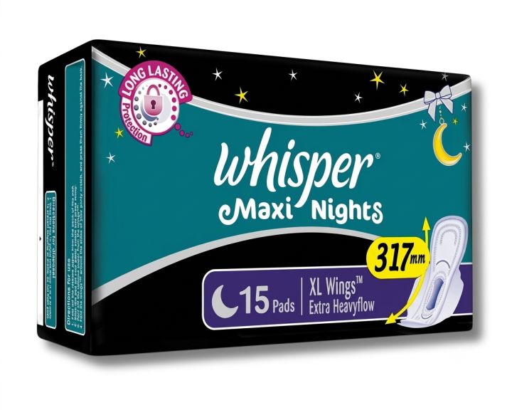 Whisper%20Maxi%20Nights%20Wings%20Sanitary%20Pads%20-%20XL%20317mm%20(15%20Pads)%20-%20Image%204