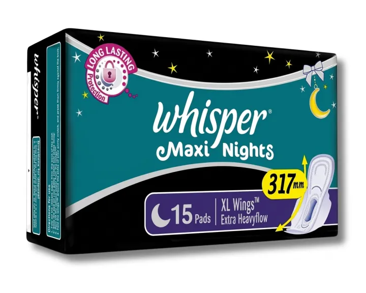 Whisper%20Maxi%20Nights%20Wings%20Sanitary%20Pads%20-%20XL%20317mm%20(15%20Pads)%20-%20Image%204
