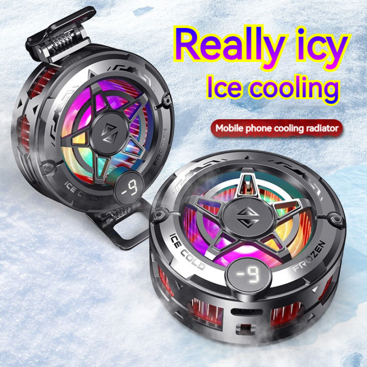 K20 Universal Portable Magnetic Semiconductor Phone Cooler with Digital Display RGB Lights Powerful Cooling Fan for Gaming