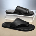 Flip-flops men's summer non-slip leisure indoor open-toed slippers soft bottom light black sandals flip-flops plus size sandals. 