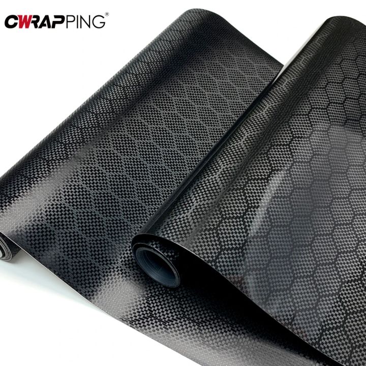 Carbon Fiber Sticker High Gloss Honeycomb Vinyl Wrap Film Waterproof Adhesive Auto Body Decoration Decal Tunning Car Accessories