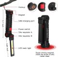 New Portable COB LED Flashlight USB Rechargeable Work Light Magnetic Lanterna Hanging Lamp with Built-in Battery Camping .