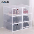 6 Pack Transparent shoe box shoes organizers thickened foldable Dustproof storage box Stackable combined shoe cabinet Sale. 