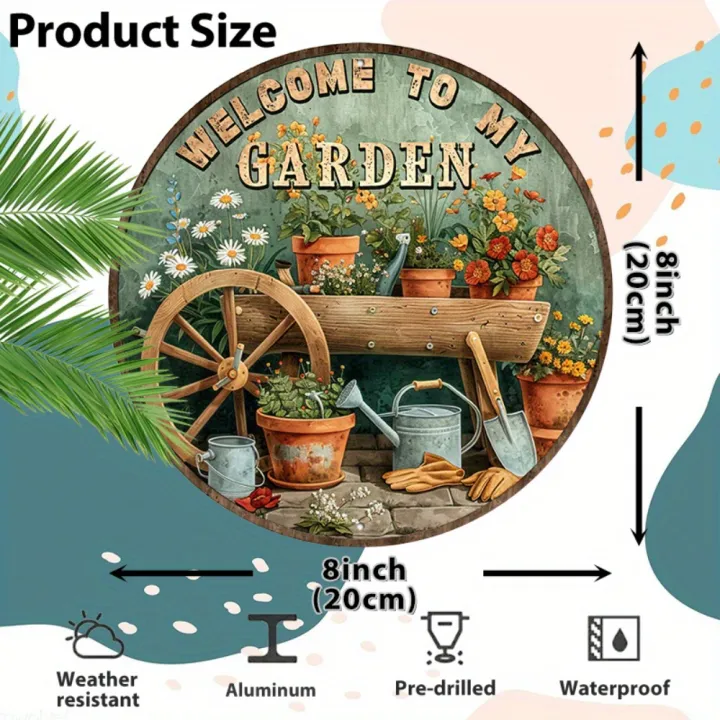 Nostalgic%20Vintage%20Welcome%20to%20My%20Garden%20Round%20Aluminum%20Sign%20WeatherResistant%20for%20Indoor%20&%20Outdoor%20Decor%20with%20PreDrilled%20Holes%20-%20Image%202