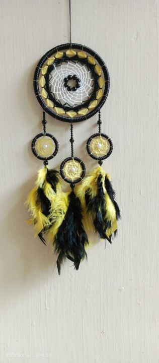 Beads%20Web%20Dream%20Catcher%20Hand%20made%20Yellow%20Unique%20Gift%20-%20Image%202