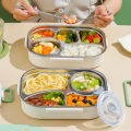 Stainless Steel Thermal Lunch Box Microwave Safe 2/4/5 Grids with Cutlery Set Panda for Adults Kids for Children School Picnic. 