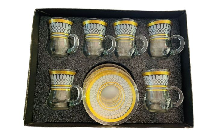 new luxury Turkish tea set 6 saucers 6 cups  75ml