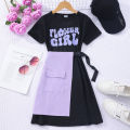New Girls Dress for Kids Girl Clothing Short Sleeve 8 9 10 11 12 Years Old Casual Fashion Purple Birthday Gift for Kids Clothes. 