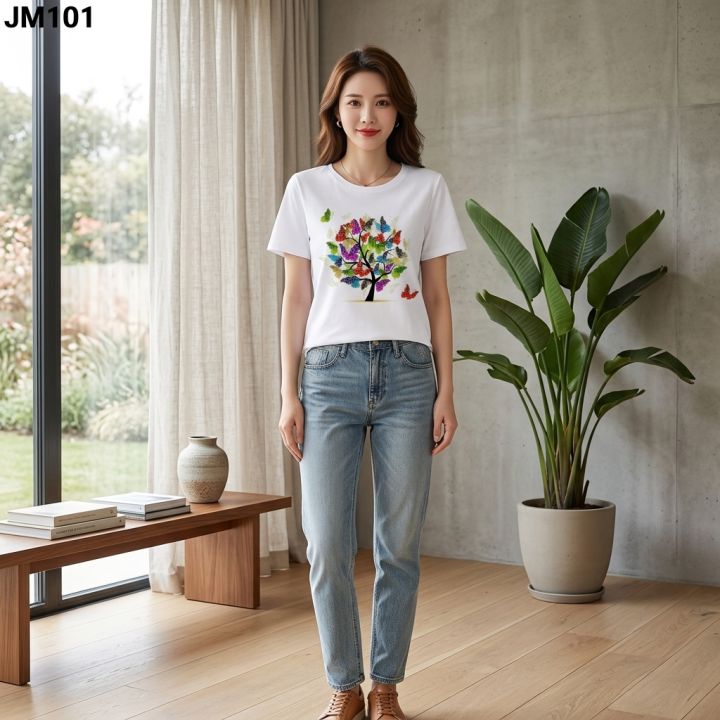New women's butterfly tree printing T-shirts