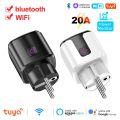 Tuya Smart EU Plug WiFi+Bluetooth 20A Socket With Power Monitoring Timer Child Lock Outlet  Home Alice SmartThings Alexa. 