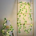15 feet Green Leaf String Lights Artificial Ivy Vine Fairy Lights Battery Powered. 