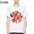 Iconic Fleming T-SHIRT #5666 Flamingo floral print T-shirt women's clothing women's T shirt men T-shirt fashion T shirt White. 