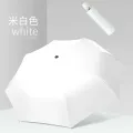 Automatic Umbrella Simple Solid Color Black Coating Umbrella 8K Three-folding Sun Umbrella Rain Anti-UV Adults Parasol. 