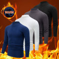 4/1 Piece Autumn And Winter Men's Semi High Neck Warm Windproof Base Top Solid Color Versatile Youth Casual Sports Thick Base T-. 