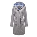 Women's Chic Hooded Long Sleeved Solid Color Trench Coat With Striped And Straight Tube Jacket Elegant British Style Windbreake.
