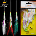 JYJ 3 hook/Set Luminous fish head Fishing Lure Single Hook Tack Bait Jigs Worm Fishing sabiki string Hooks. 