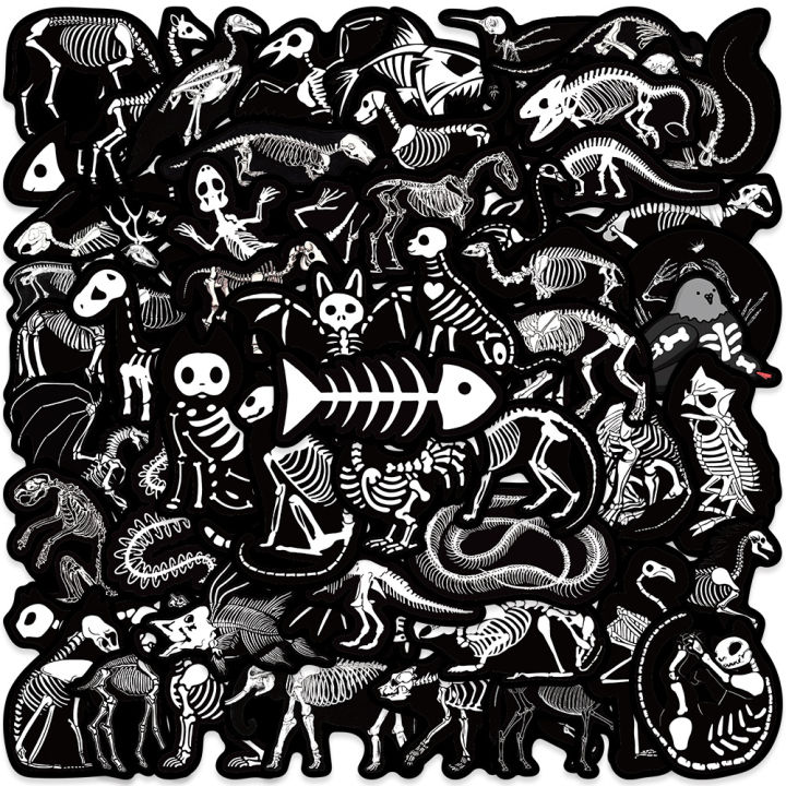 50Pcs Funny Electric Shock Animals Skeleton Skull Stickers DIY Stickers ...