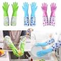 High Quality Multicolor Silicone Kitchen Hand Gloves for Dish Washing - 1 Pair (2 pcs).