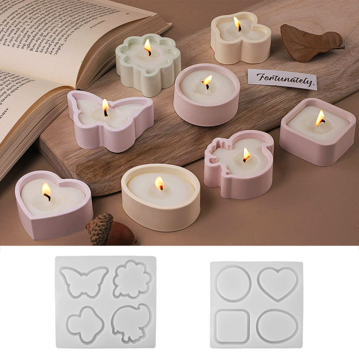 Creative 4 Holes Cement Jar Silicone Mold DIY Multiple Shapes Gypsum Scented Candle Cup Resin Mold Mini Craft Gift Making Tools