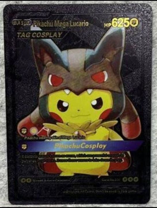 Pikachu Mega Lucario Black Gold foil Pokemon Fan Art Card #009