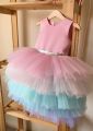 Net frill fairy frock | 4 layered net frock | Rainbow colours net frill frock for girls. 