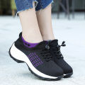 Women Walking Trainers Fashion Fly Weaving Sock Sneakers Breathe Comfortable Nursing Shoes Casual Platform Loafers Non-Slip.