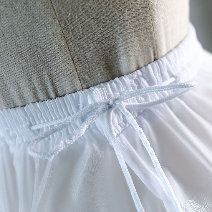 Children%20Girls%202%20Steel%20Hoops%20White%20Petticoat%20Wedding%20Gown%20Dress%20Underskirt%20Elastic%20Waistband%20Drawstring%20A-Line%20Skirt%20-%20Image%204