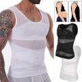 Mens Slimming Body Shaper Vest Gynecomastia Compression Shirts Tummy Control Sleeveless Undershirts Criss Cross Mesh Underwear. 