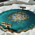Decorative Resin Art Tray Round. 
