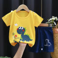 Cartoon Printed Clothing Pure Cotton Home Clothes 2 Piece Suits Toddler Fashion Cute Casual Tracksuits Contrast T-shirt+Shorts. 