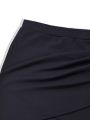 European and American Spring, Summer and Autumn Solid Color Casual Pleated Skirt. 