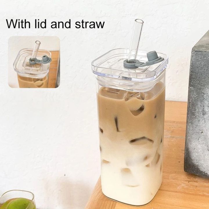 2PCS%20Square%20Heat%20Resistant%20Coffee%20Glass%20Cup%20With%20Lid%20and%20Straw%20Transparent%20Milk%20Tea%20Juice%20Cups%20Coffee%20Mug%20For%20Home%20Bar%20Drinkware%20-%20Image%203