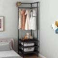 2 in 1 Corner Clothes Rack Nightstand Coat Rack Storage Bedroom Clothes Stand Organizer Night Table Storage Shelf Clothing Racks. 